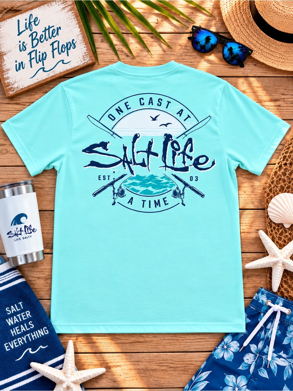 Salt Life Aqua Blue Short Sleeve Graphic Tee